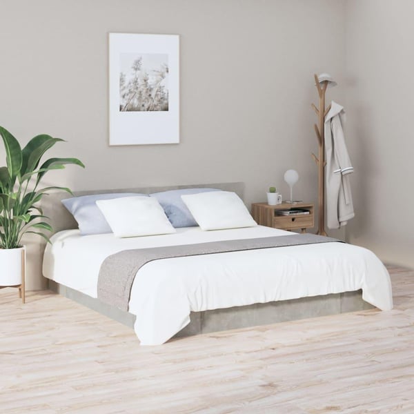 vidaXL Sengegavl betonggrå 200x1,5x80 cm konstruert tre