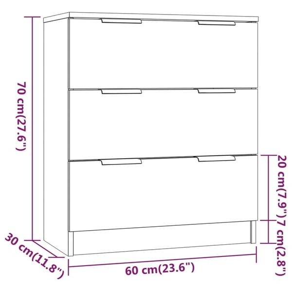 vidaXL Skjenk hvit 60x30x70 cm konstruert tre