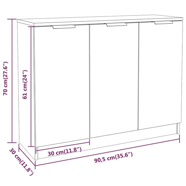 vidaXL Skjenk sonoma eik 90,5x30x70 cm konstruert tre