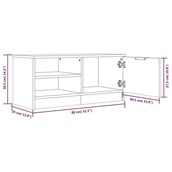 vidaXL TV-benk betonggrå 80x35x36,5 cm konstruert tre