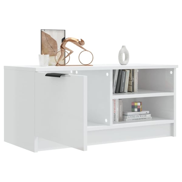 vidaXL tv-bord 80x35x36,5 cm konstrueret træ hvid højglans