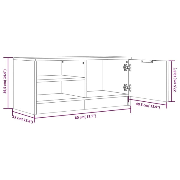 vidaXL tv-bord 80x35x36,5 cm konstrueret træ hvid højglans