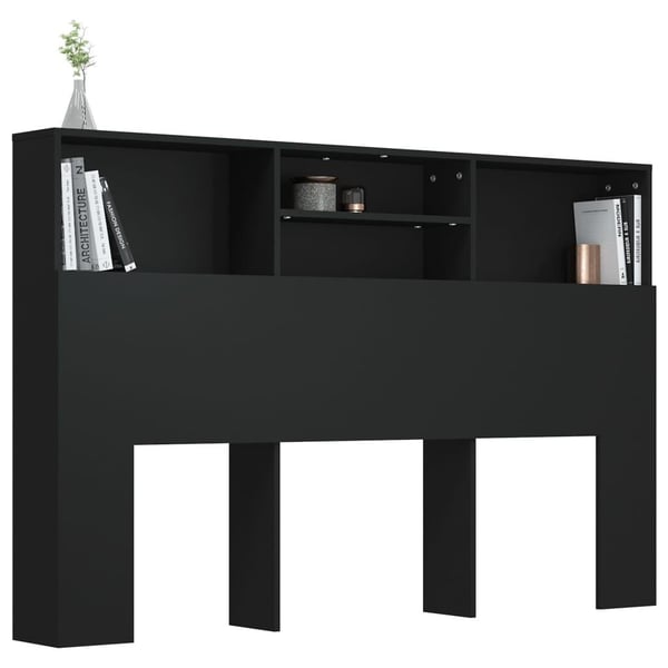 vidaXL sengegavl med opbevaring 160x19x103,5 cm sort