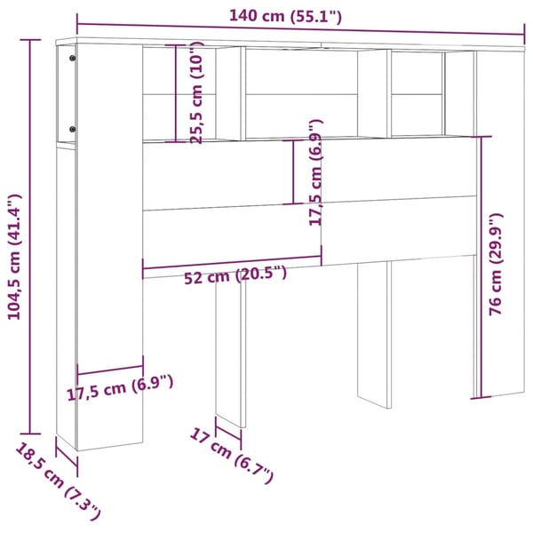 vidaXL sengegavl med opbevaring 140x18,5x104,5 cm sort