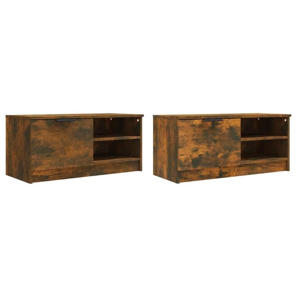 vidaXL TV-benker 2 stk røkt eik 80x35x36,5 cm konstruert tre