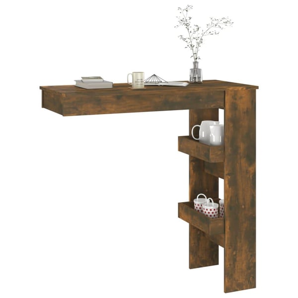 vidaXL Veggmontert barbord røkt eik 102x45x103,5 cm konstruert tre