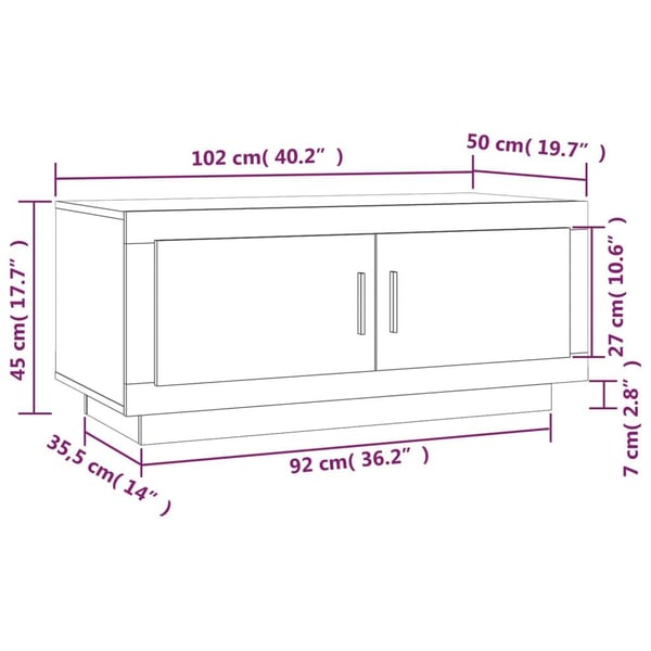 vidaXL Salongbord brun eik 102x50x45 cm konstruert tre