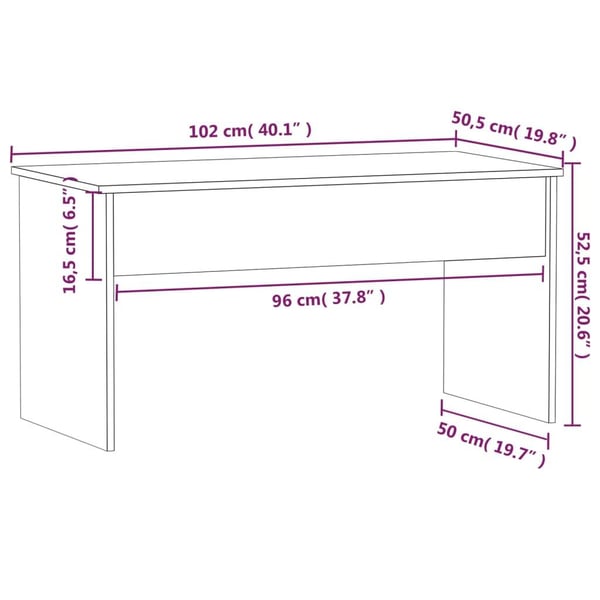 vidaXL Salongbord hvit 102x50,5x52,5 cm konstruert tre