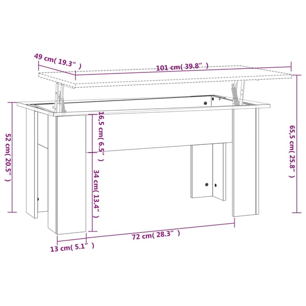 vidaXL Salongbord sonoma eik 101x49x52 cm konstruert tre