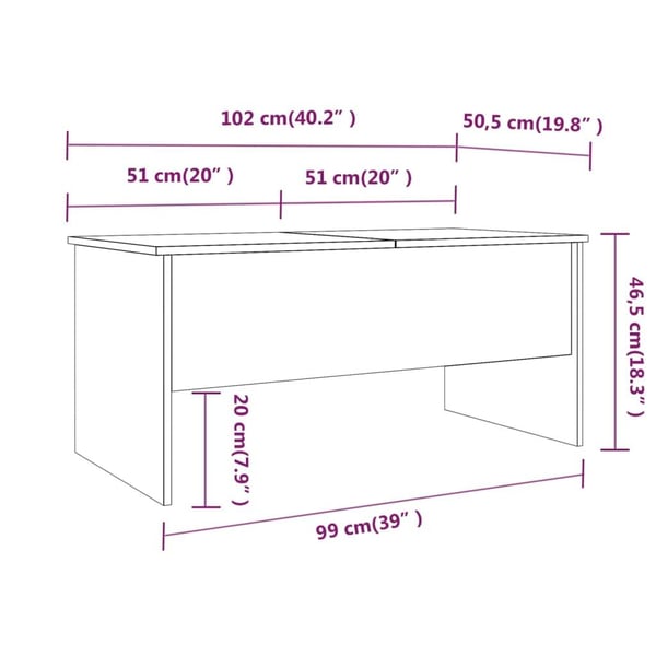 vidaXL Salongbord hvit 102x50,5x46,5 cm konstruert tre