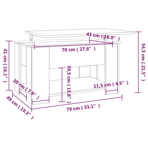 vidaXL Salongbord sonoma eik 79x49x41 cm konstruert tre