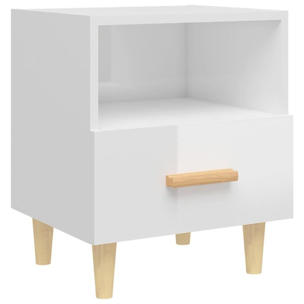 vidaXL sengebord 40x35x47 cm hvid højglans