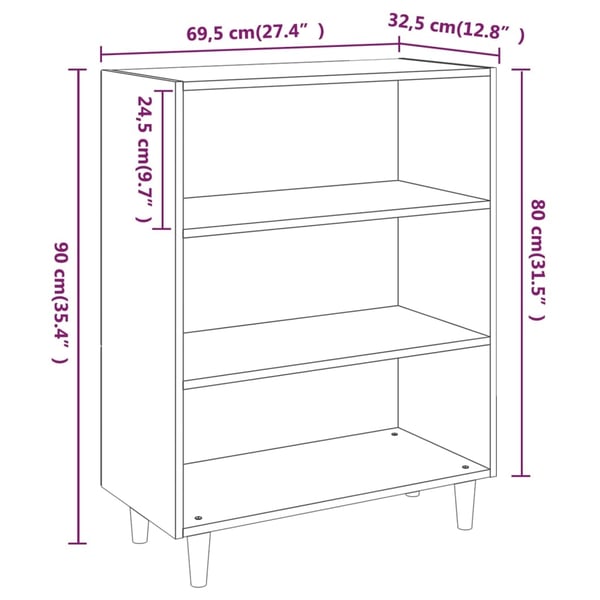 vidaXL Skjenk betonggrå 69,5x32,5x90 cm konstruert tre