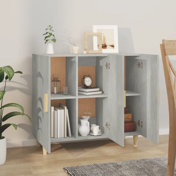 vidaXL Skjenk betonggrå 90x34x80 cm konstruert tre