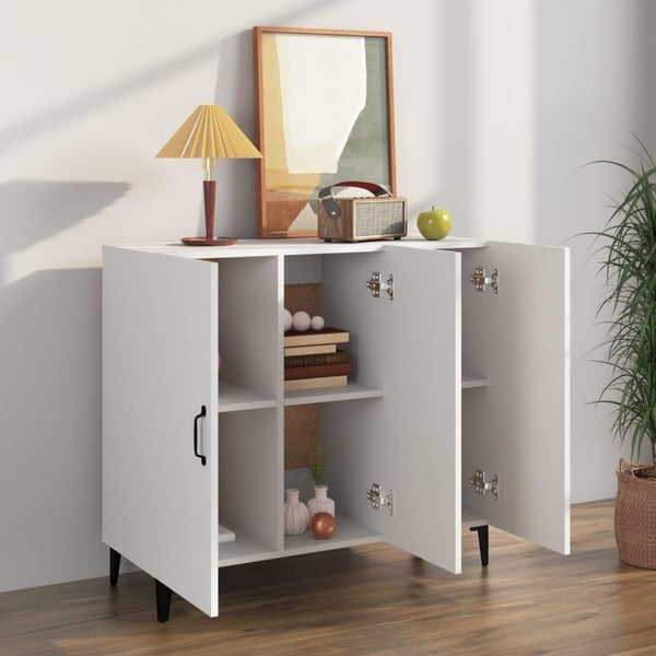 vidaXL Skjenk hvit 90x34x80 cm konstruert tre
