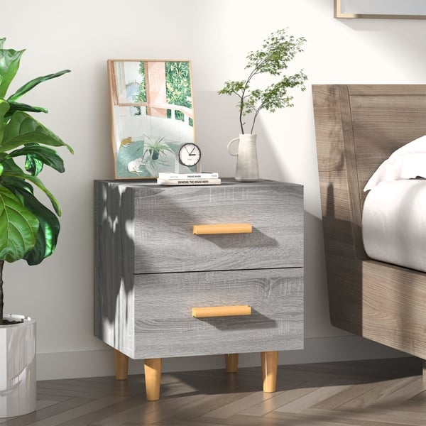 vidaXL sengeborde 40x35x47,5 cm grå sonoma-eg