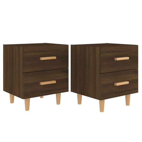 vidaXL sengeborde 40x35x47,5 cm 2 stk. brun egetræsfarve