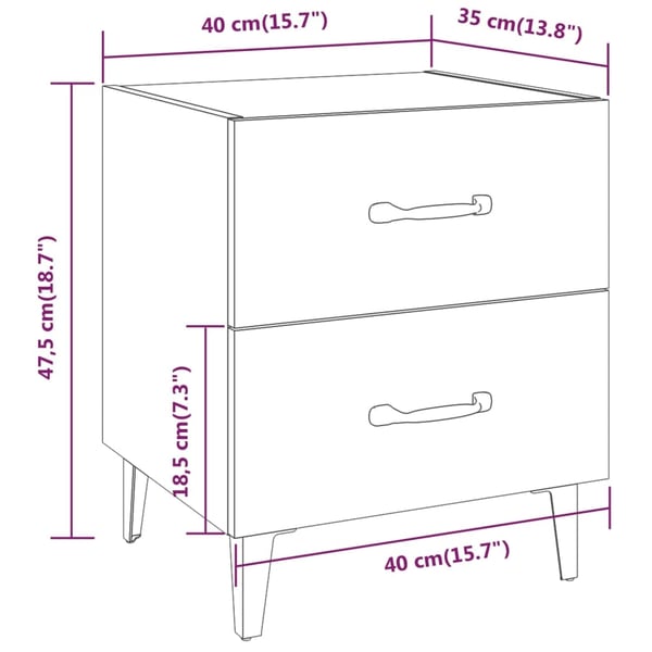 vidaXL sengeborde 2 stk. 40x35x47,5 cm røget egetræsfarve