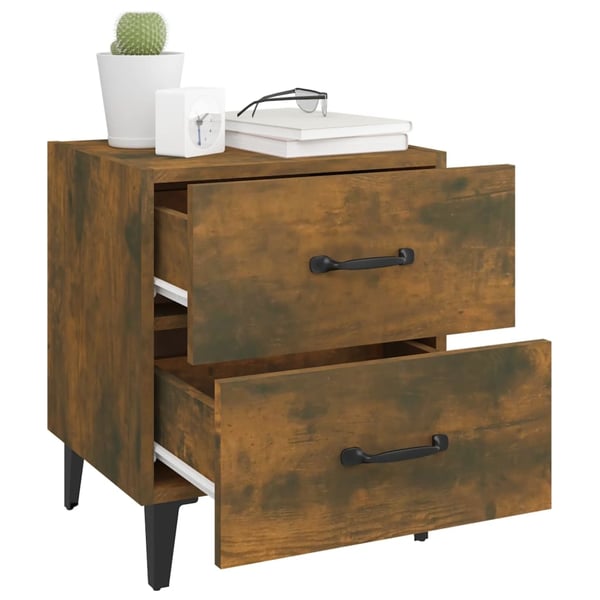 vidaXL sengeborde 2 stk. 40x35x47,5 cm røget egetræsfarve