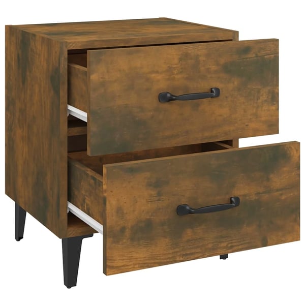 vidaXL sengeborde 2 stk. 40x35x47,5 cm røget egetræsfarve