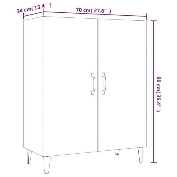 vidaXL Skjenk røkt eik 70x34x90 cm konstruert tre