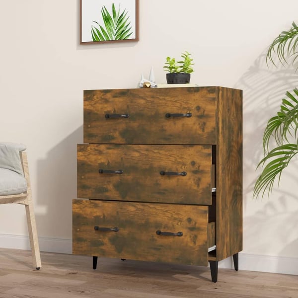 vidaXL Skjenk røkt eik 69,5x34x90 cm konstruert tre
