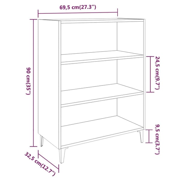 vidaXL Skjenk grå sonoma 69,5x32,5x90 cm konstruert tre