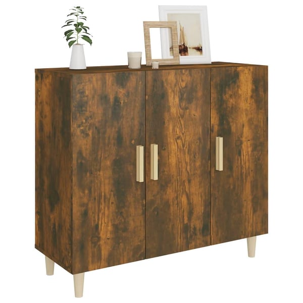 vidaXL skab 90x34x80 cm konstrueret træ røget egetræsfarve