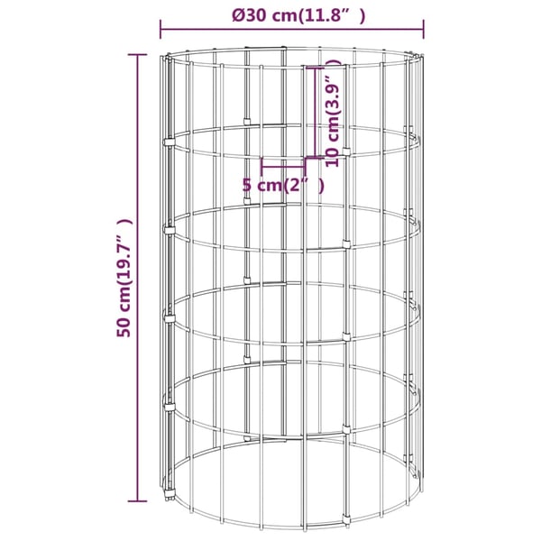 vidaXL Sirkulær gabion høybed 3 stk galvanisert stål Ø30x50 cm