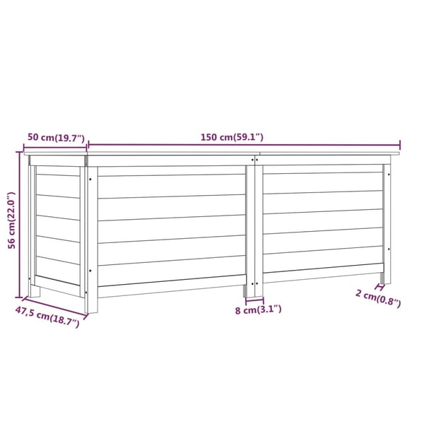vidaXL Utendørs putekasse antrasitt 150x50x56 cm heltre gran