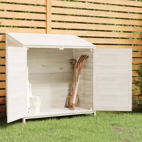 vidaXL Hageskur hvit 102x52x112 cm heltre gran