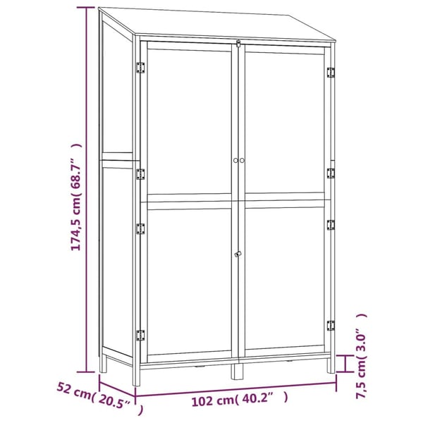 vidaXL haveskur 102x52x174,5 cm massivt grantræ hvid