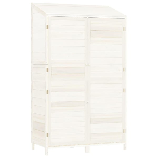 vidaXL haveskur 102x52x174,5 cm massivt grantræ hvid