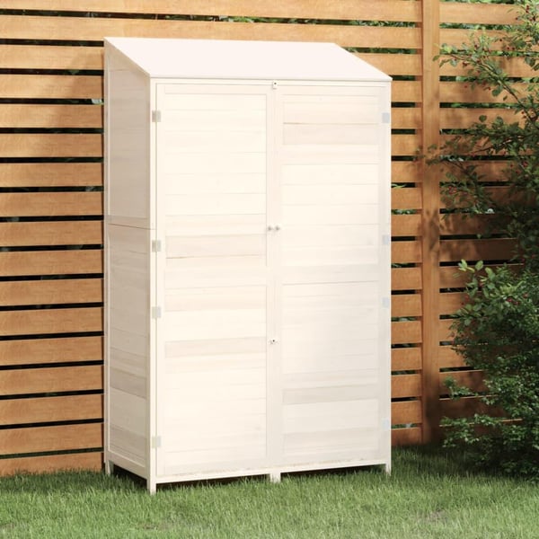 vidaXL haveskur 102x52x174,5 cm massivt grantræ hvid