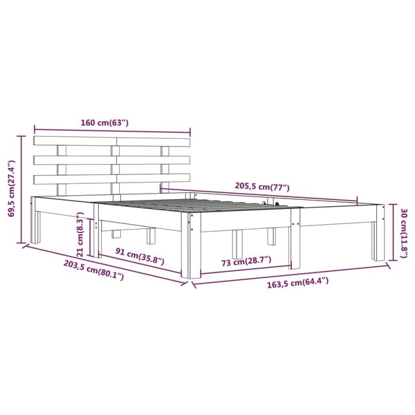 vidaXL Sengeramme hvit heltre fru 160x200 cm