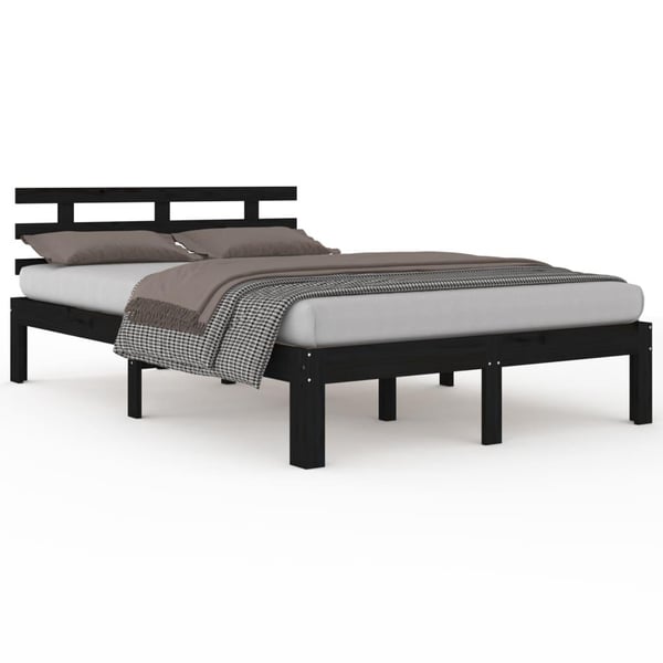 vidaXL Sengeramme svart heltre 200x200 cm