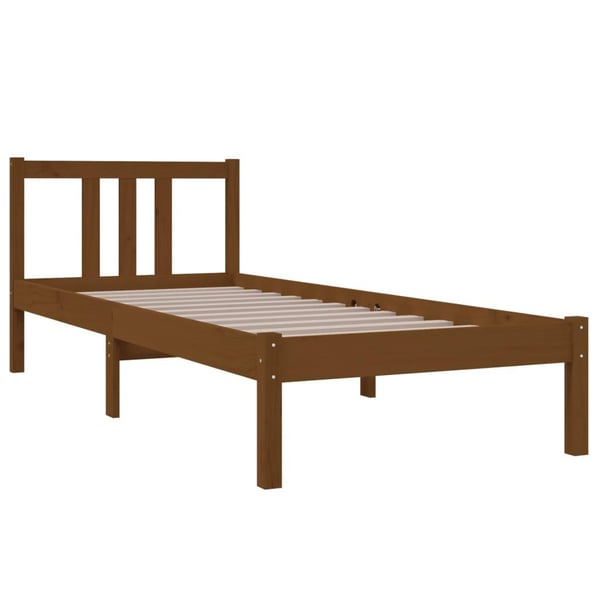 vidaXL Sengeramme honningbrun heltre 75x190 cm Small Single