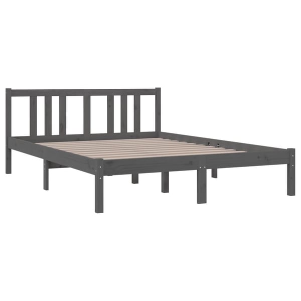 vidaXL Sengeramme grå heltre 135x190 cm Double