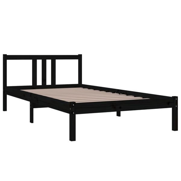 vidaXL Sengeramme svart heltre 100x200 cm