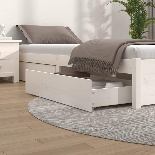 vidaXL Sengeskuffer 4 stk hvit heltre furu