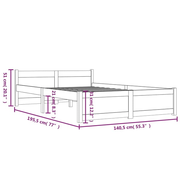 vidaXL Sengeramme heltre 135x190 cm Double