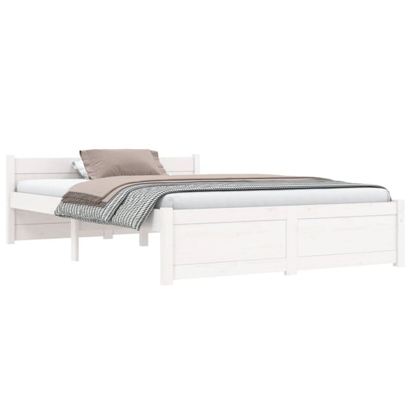 vidaXL sengeramme 120x190 cm Small Double massivt træ hvid