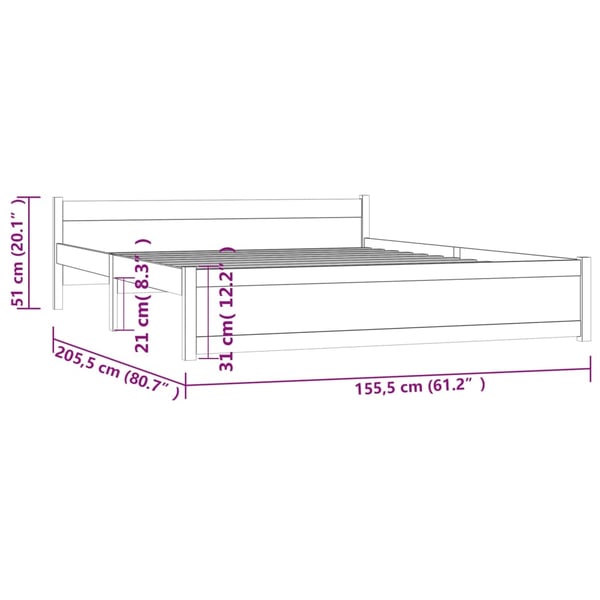 vidaXL Sengeramme heltre 150x200 cm King Size