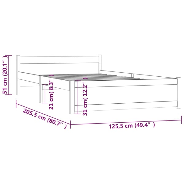 vidaXL Sengeramme hvit heltre 120x200 cm