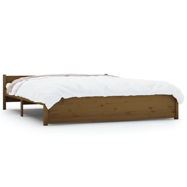 vidaXL Sengeramme honningbrun heltre 200x200 cm