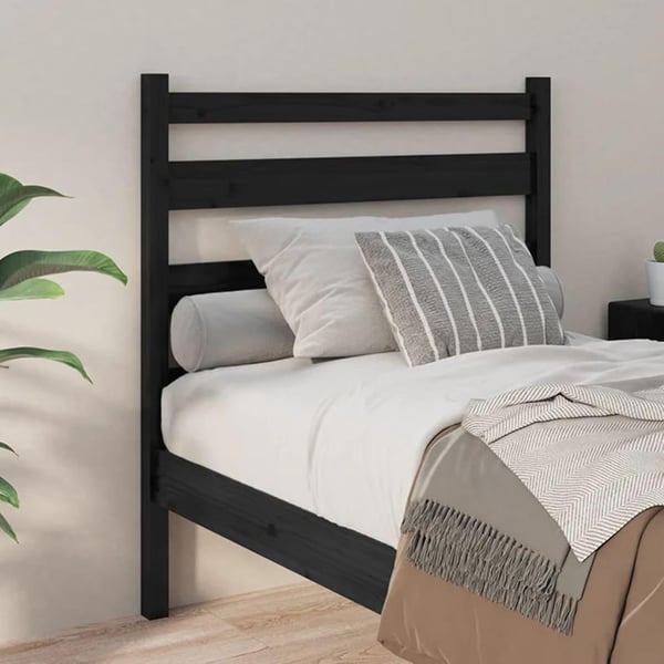 vidaXL Sengegavl svart 106x4x100 cm heltre furu