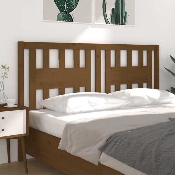 vidaXL Sengegavl honningbrun 126x4x100 cm heltre furu