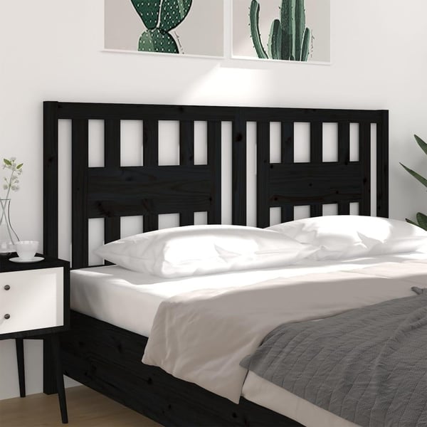 vidaXL sengegærde 166x4x100 cm massivt fyrretræ sort
