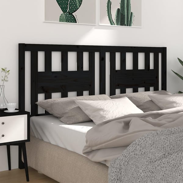 vidaXL Sengegavl svart 206x4x100 cm heltre furu