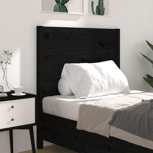 vidaXL Sengegavl svart 96x4x100 cm heltre furu